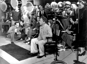 tramp dictator charlie chaplin on set